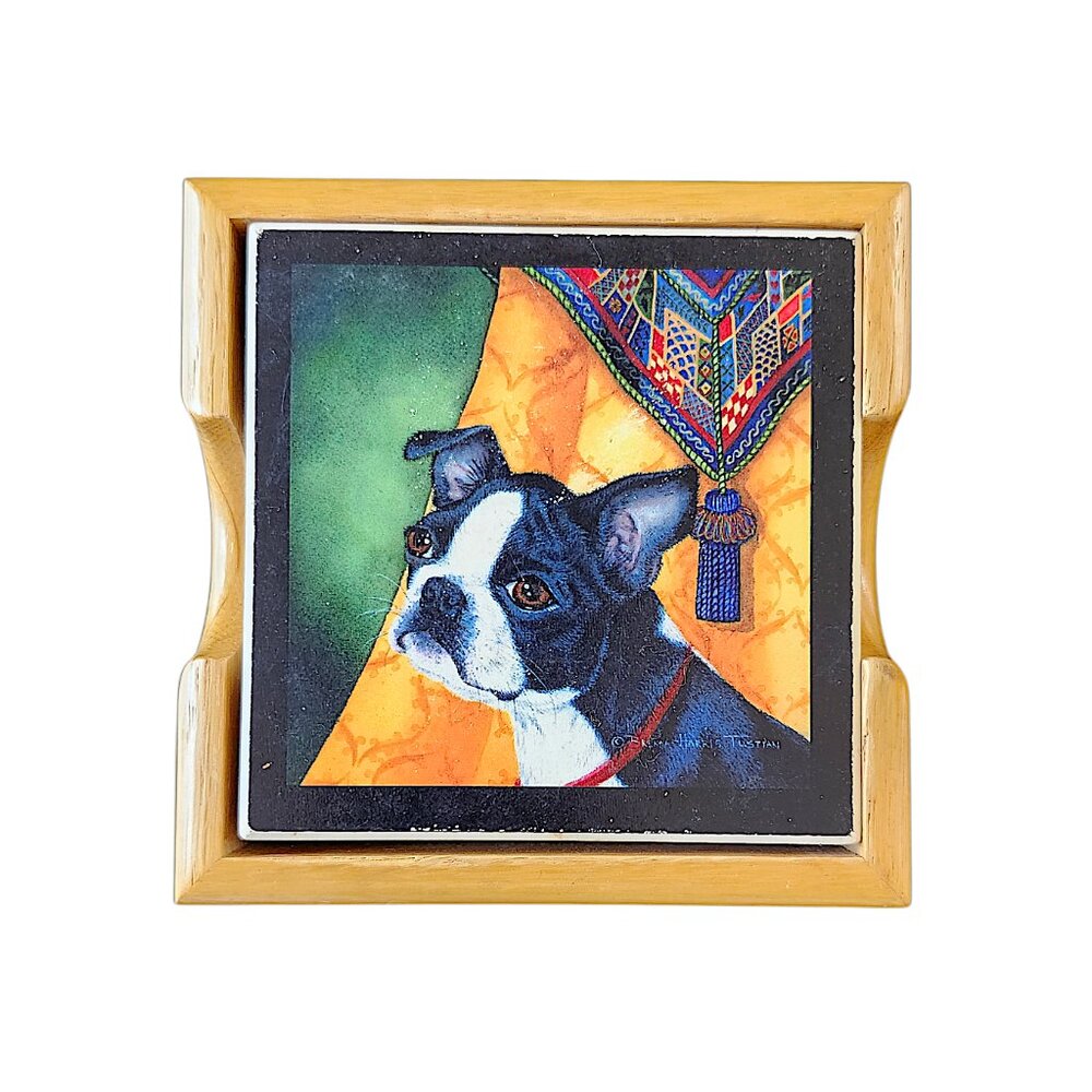 Boston Terrier Ceramic Coasters in Box